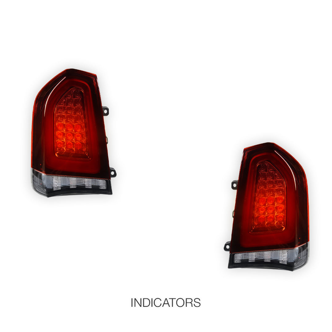 Chrysler 300 / LX (2012 - 2015) Smoked Red Full LED Tail Lights With Mars Bumper Bar LH + RH