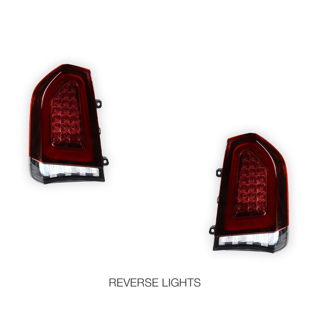 Chrysler 300 / LX (2012 - 2015) Smoked Red Full LED Tail Lights With Mars Bumper Bar LH + RH