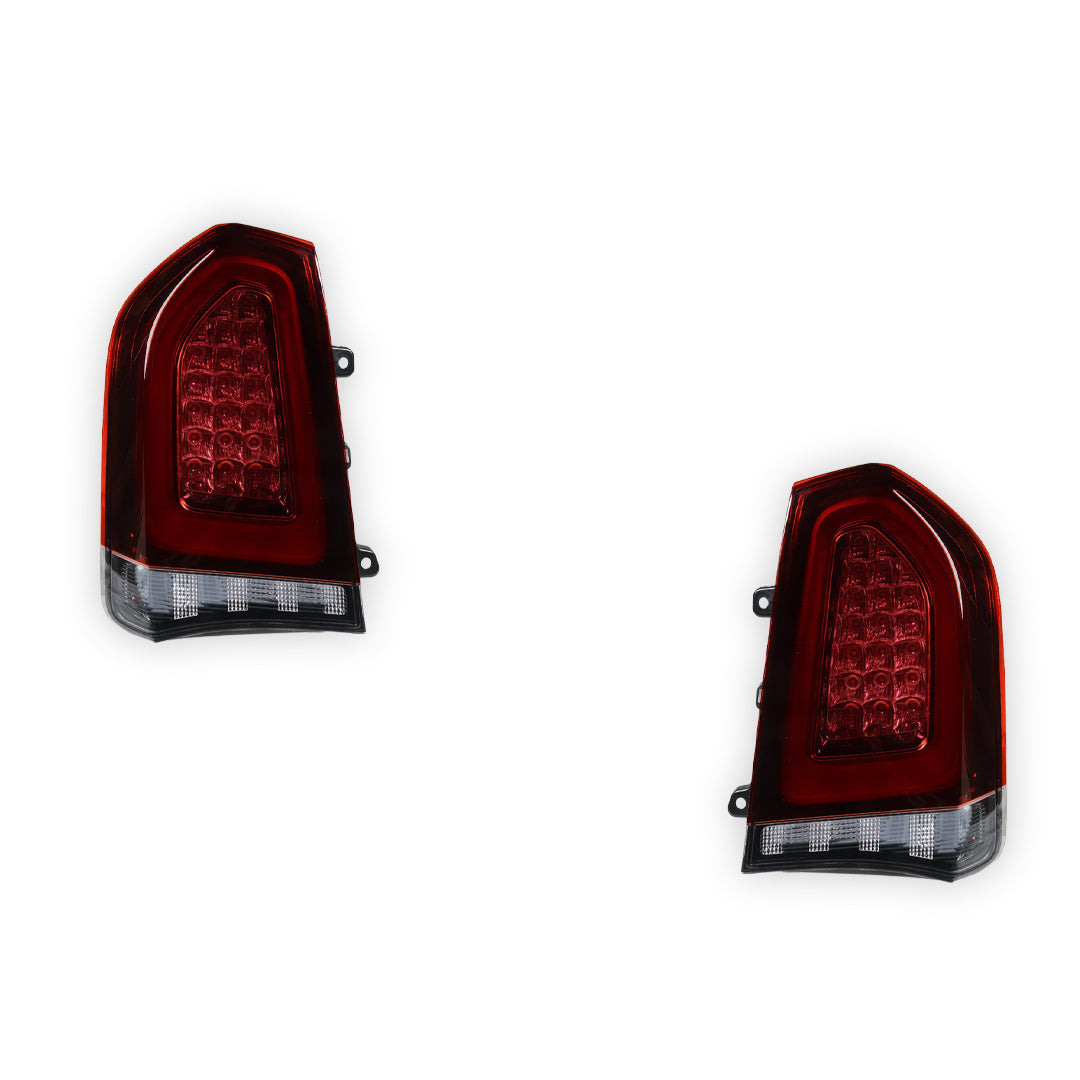 Chrysler 300 / LX (2012 - 2015) Smoked Red Full LED Tail Lights With Mars Bumper Bar LH + RH