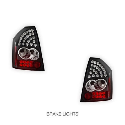 Chrysler 300C (2005 - 2008) Black LED Tail Lights LH + RH