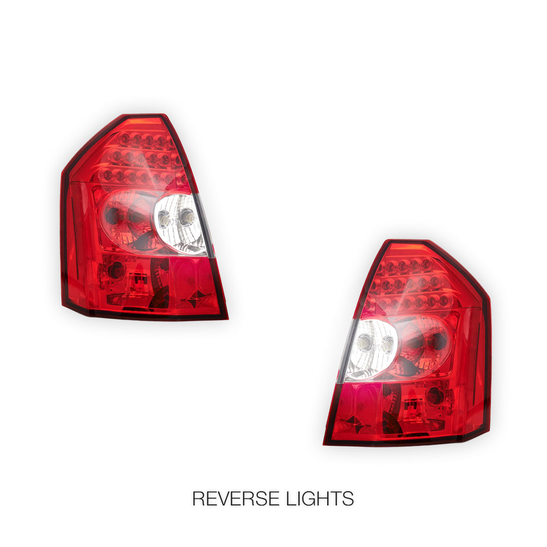 Chrysler 300C (2005 - 2008) Clear Red LED Tail Lights LH + RH