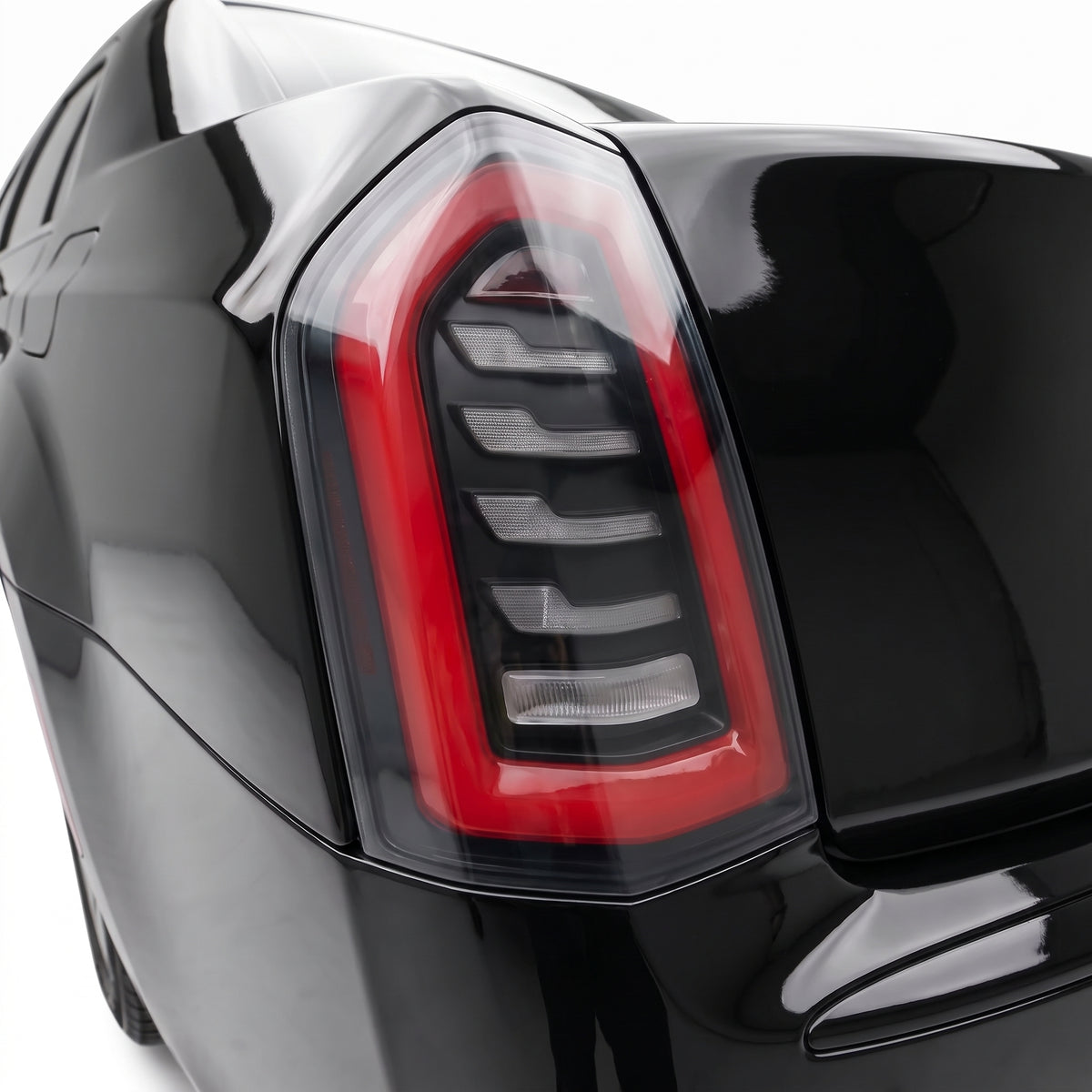 Chrysler 300C (2011 - 2014) Smoked U-Style 3D LED Tail Lights LH + RH installed close-up