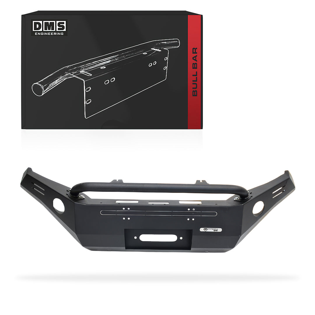 DMS Nissan Navara D23 NP300 (2015 - 2020) Single Hoop Steel Bull Bar + LED Lights