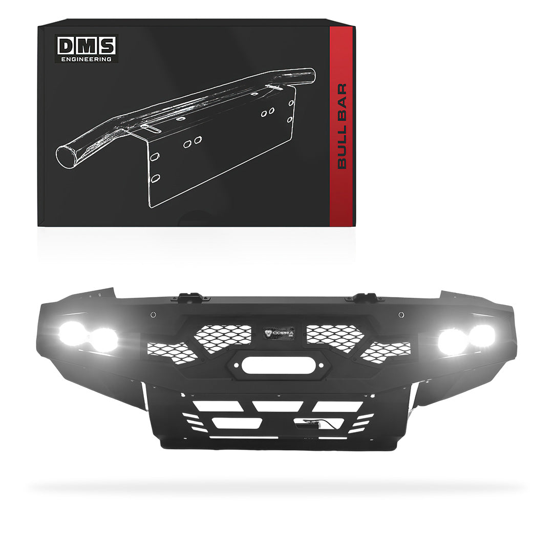 DMS Toyota Hilux N80 Gen 2 (2021 - 2025) Single Hoop Steel Bull Bar + LED Lights