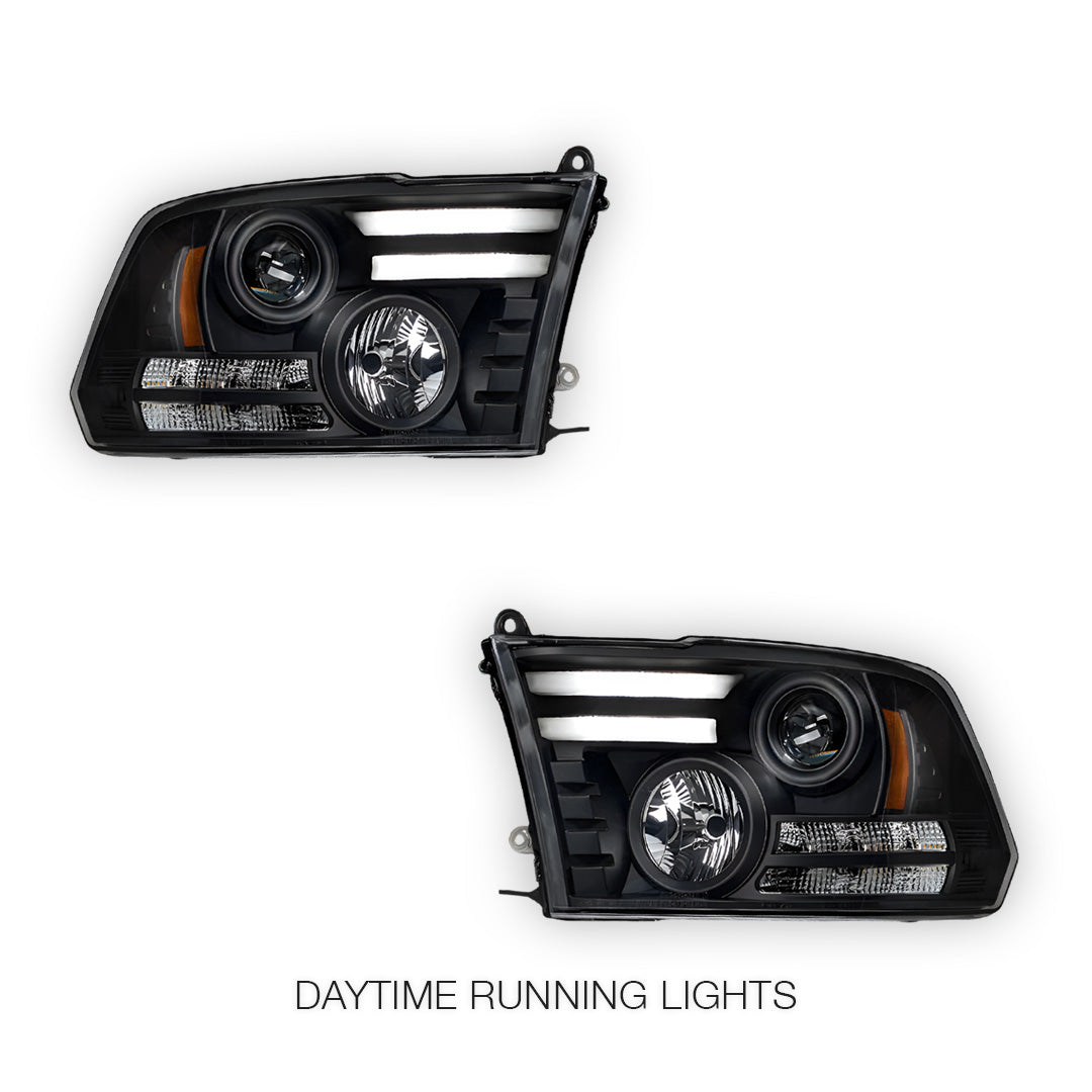Dodge RAM 1500 (2009 - 2011) LED DRL Projector Headlights LH + RH