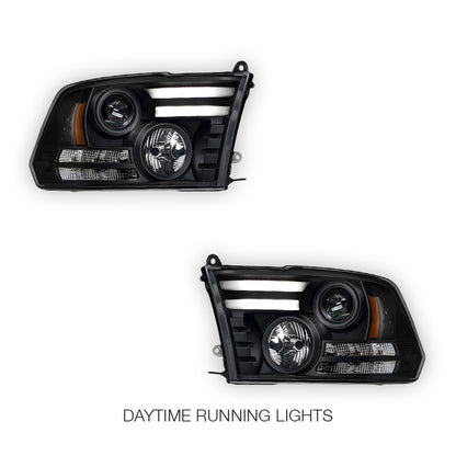 Dodge RAM 1500 (2009 - 2011) LED DRL Projector Headlights LH + RH