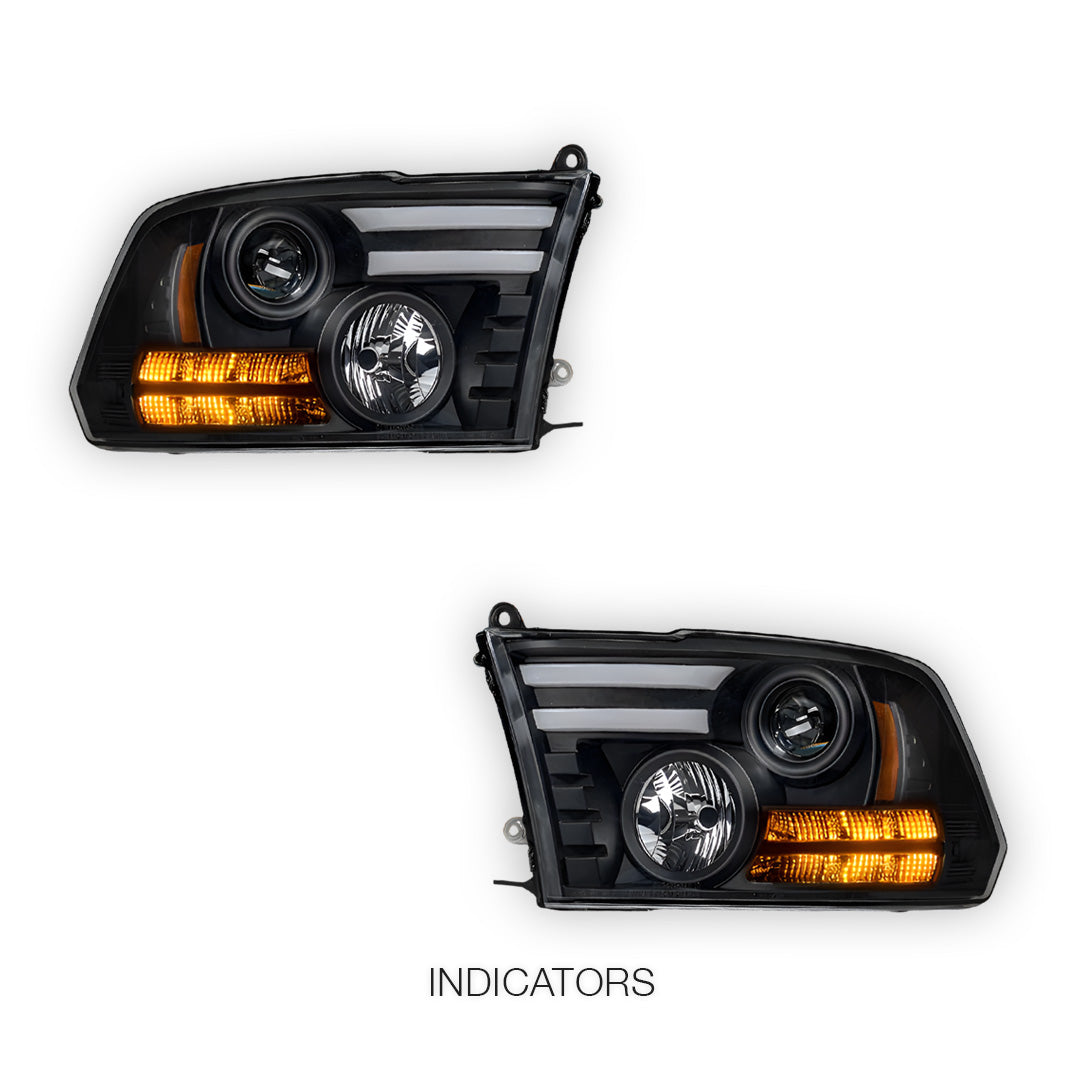 Dodge RAM 1500 (2009 - 2011) LED DRL Projector Headlights LH + RH