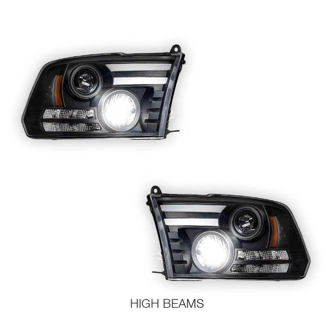 Dodge RAM 1500 (2009 - 2011) LED DRL Projector Headlights LH + RH