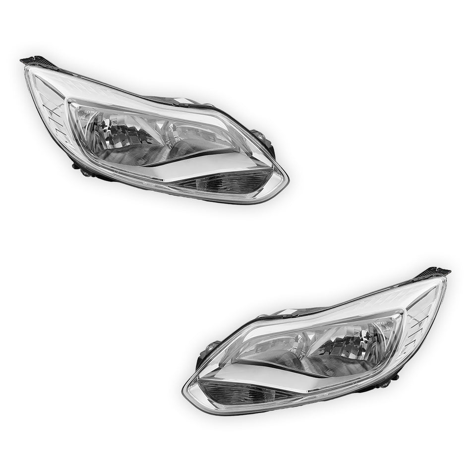 Ford Focus LW (2011 - 2015) Chrome Halogen OEM Style Headlights LH + RH