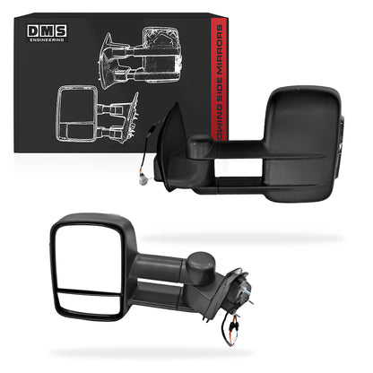 Ford Ranger PX MK1 / MK2 / MK3 (2012 - 2021) Black Electric LED Indicators Extendable Towing Side Mirrors LH + RH