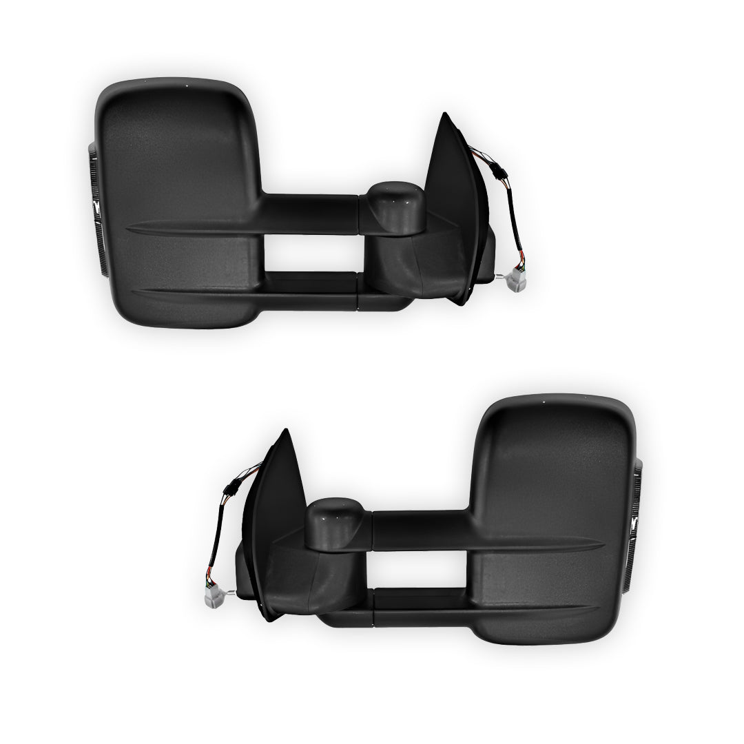 Ford Ranger PX MK1 / MK2 / MK3 (2012 - 2021) Black Electric LED Indicators Extendable Towing Side Mirrors LH + RH