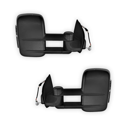 Ford Ranger PX MK1 / MK2 / MK3 (2012 - 2021) Black Electric LED Indicators Extendable Towing Side Mirrors LH + RH