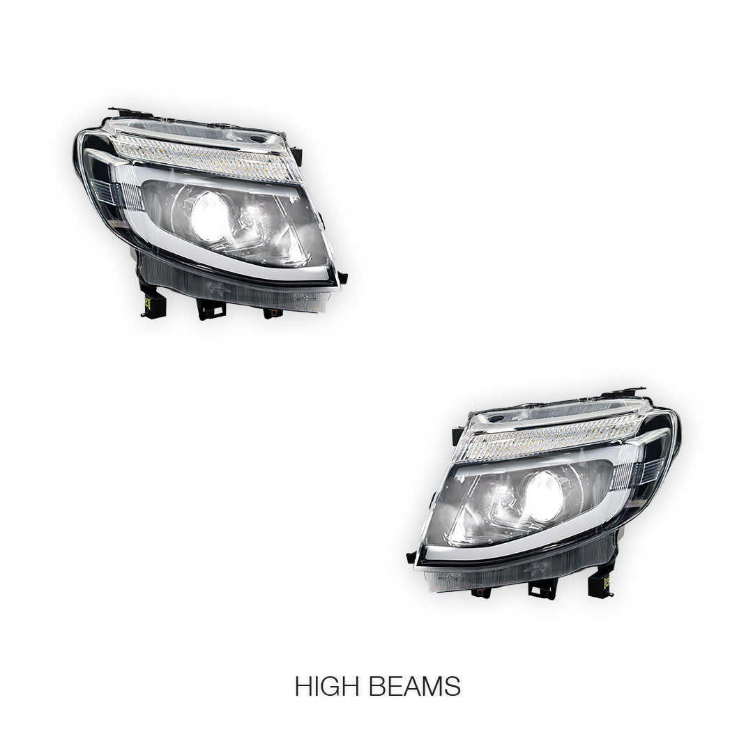 Ford Ranger PX MK1 (2011 - 2015) LED DRL Projector Headlights LH + RH