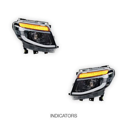 Ford Ranger PX MK1 (2011 - 2015) LED DRL Projector Headlights LH + RH