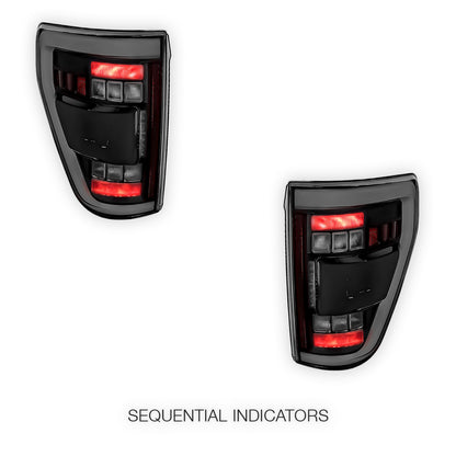 Ford F-150 (2021 - 2023) Black Sequential LED Tail Lights LH + RH