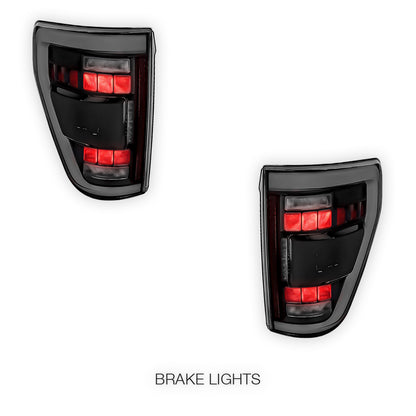Ford F-150 (2021 - 2023) Black Sequential LED Tail Lights LH + RH