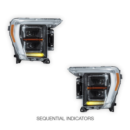 Ford F-150 (2021 - 2023) LED Projector Sequential Indicator Headlights LH + RH