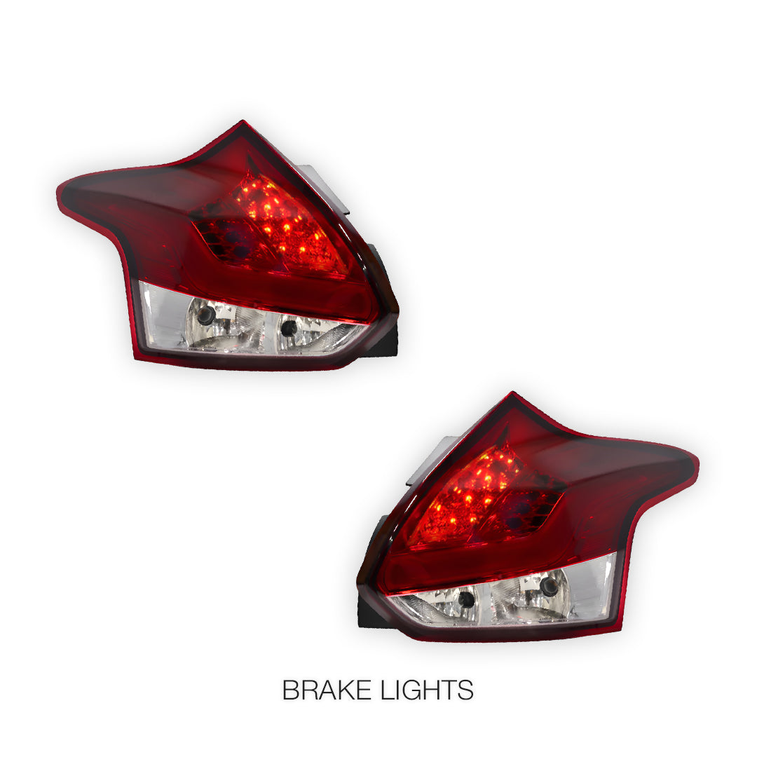 Ford Focus LW (2012 - 2015) Smoked Red 3D LED Stripe Bar Tail Lights LH + RH