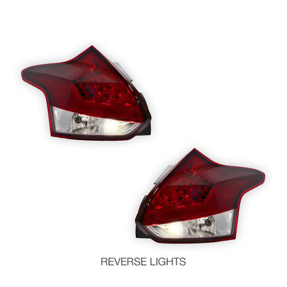 Ford Focus LW (2012 - 2015) Smoked Red 3D LED Stripe Bar Tail Lights LH + RH