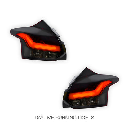 Ford Focus LW (2012 - 2015) Smoked Red 3D LED Stripe Bar Tail Lights LH + RH