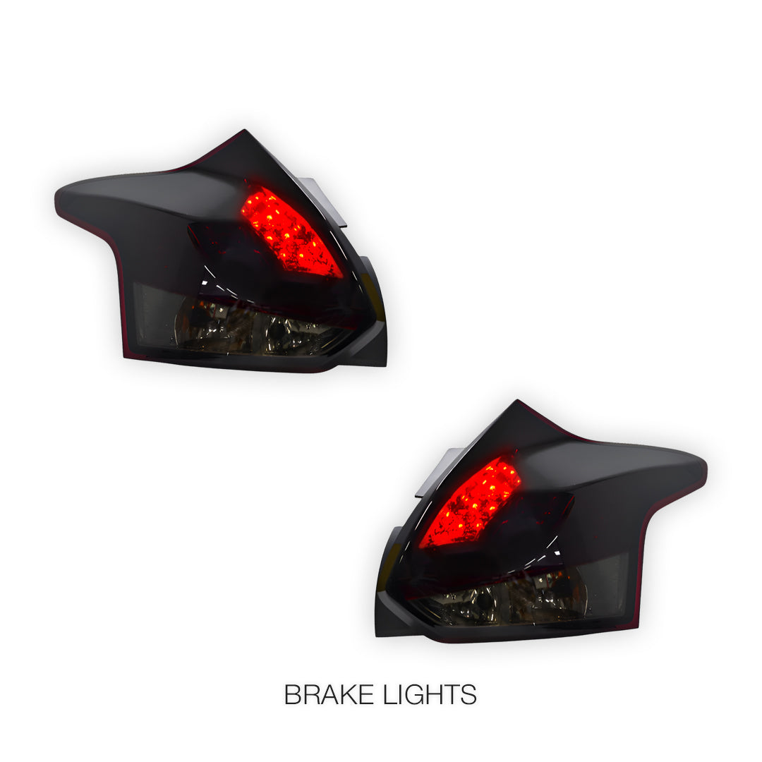 Ford Focus LW (2012 - 2015) Smoked Red 3D LED Stripe Bar Tail Lights LH + RH