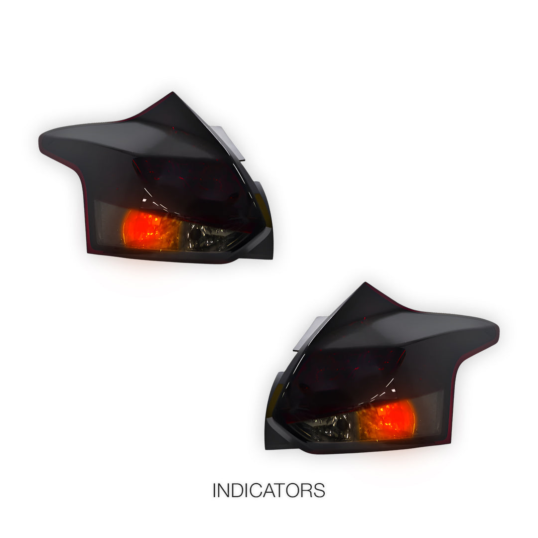 Ford Focus LW (2012 - 2015) Smoked Red 3D LED Stripe Bar Tail Lights LH + RH