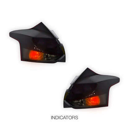 Ford Focus LW (2012 - 2015) Smoked Red 3D LED Stripe Bar Tail Lights LH + RH