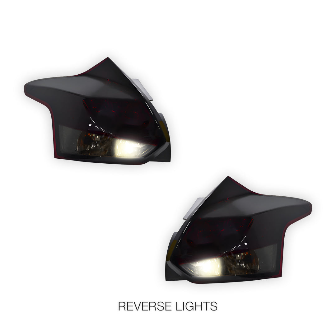Ford Focus LW (2012 - 2015) Smoked Red 3D LED Stripe Bar Tail Lights LH + RH