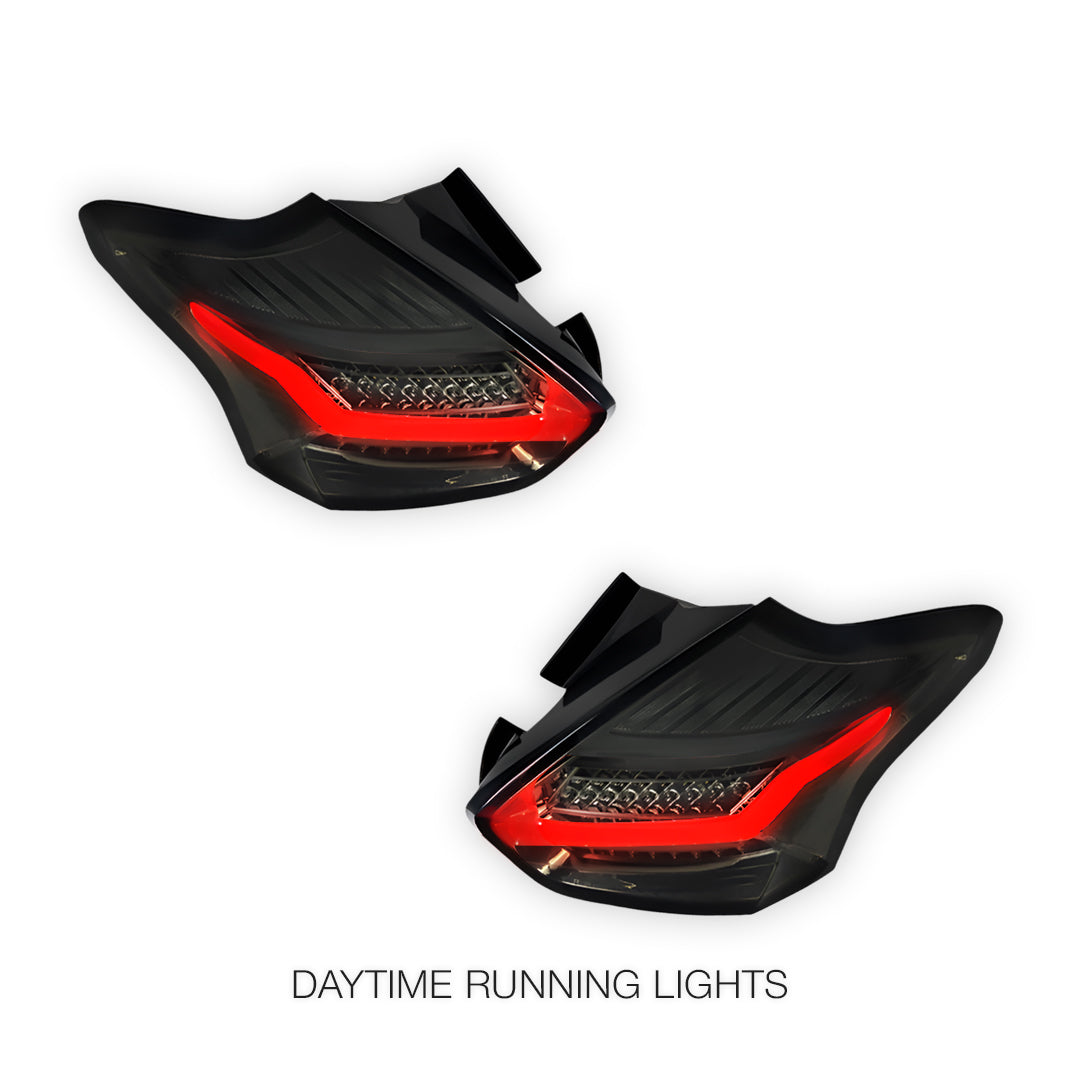 Ford Focus LZ (2015 - 2018) Sequential Smoked 3D Full LED Stripe Bar Tail Lights LH + RH