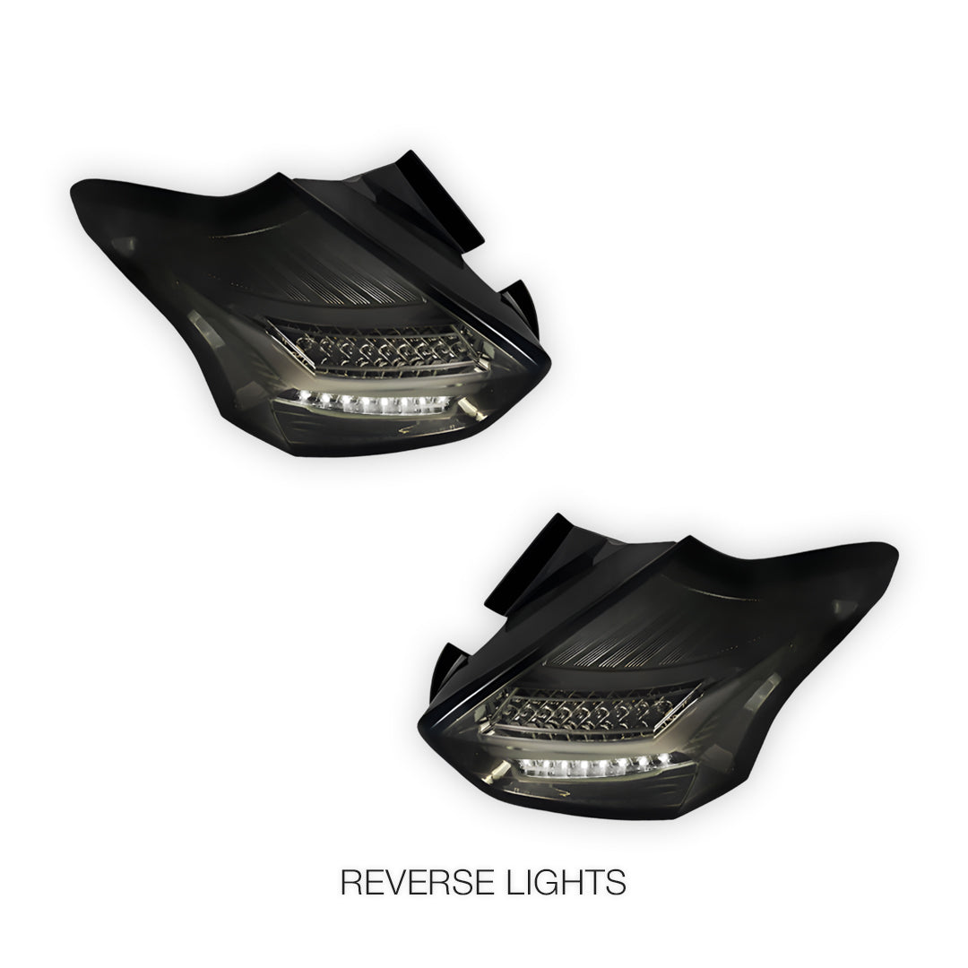 Ford Focus LZ (2015 - 2018) Sequential Smoked 3D Full LED Stripe Bar Tail Lights LH + RH
