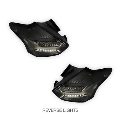 Ford Focus LZ (2015 - 2018) Sequential Smoked 3D Full LED Stripe Bar Tail Lights LH + RH
