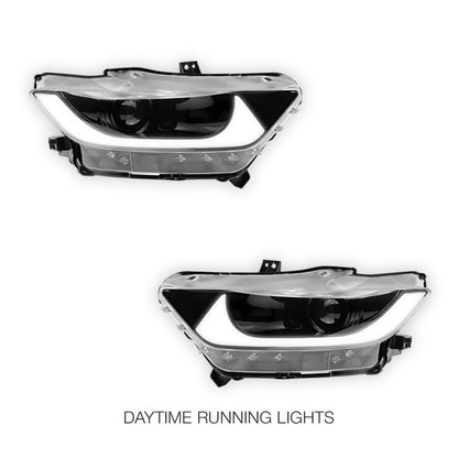 Ford Mustang FM Coupe / Convertible (2015 - 2017) Black Full LED DRL Dual Beam Headlights LH + RH