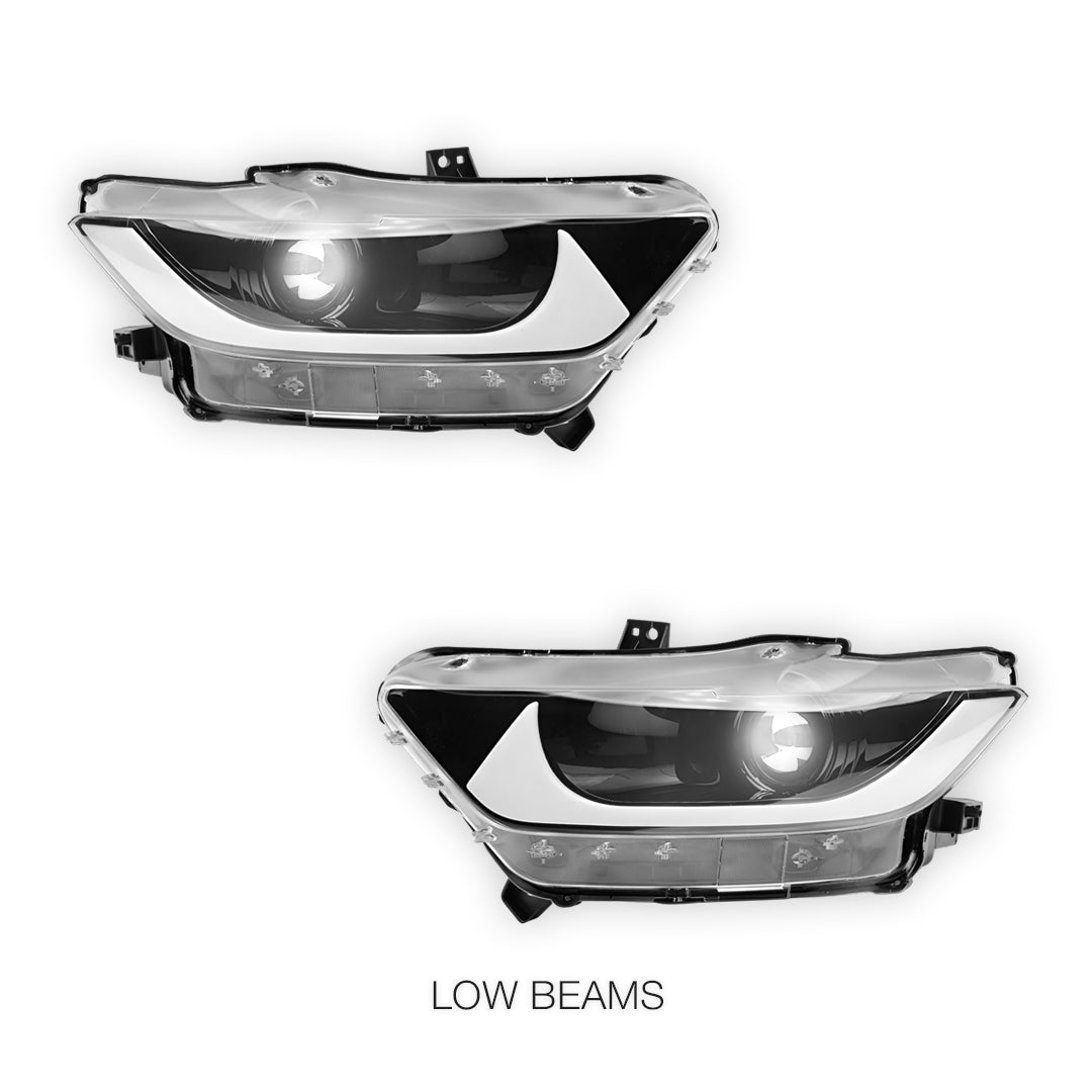 Ford Mustang FM Coupe / Convertible (2015 - 2017) Black Full LED DRL Dual Beam Headlights LH + RH