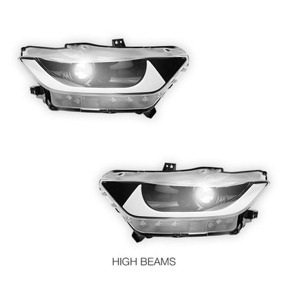 Ford Mustang FM Coupe / Convertible (2015 - 2017) Black Full LED DRL Dual Beam Headlights LH + RH