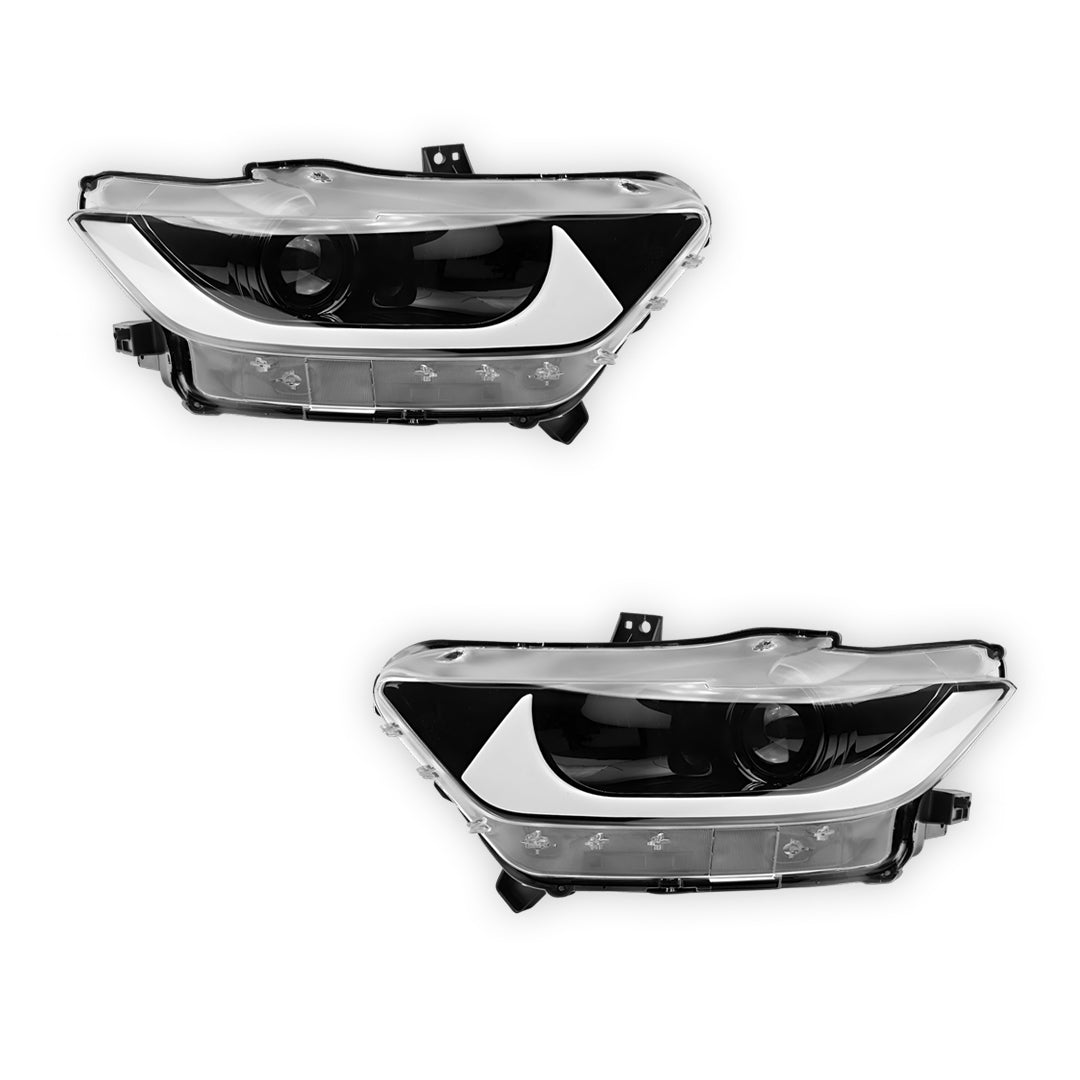 Ford Mustang FM Coupe / Convertible (2015 - 2017) Black Full LED DRL Dual Beam Headlights LH + RH