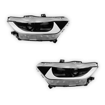 Ford Mustang FM Coupe / Convertible (2015 - 2017) Black Full LED DRL Dual Beam Headlights LH + RH