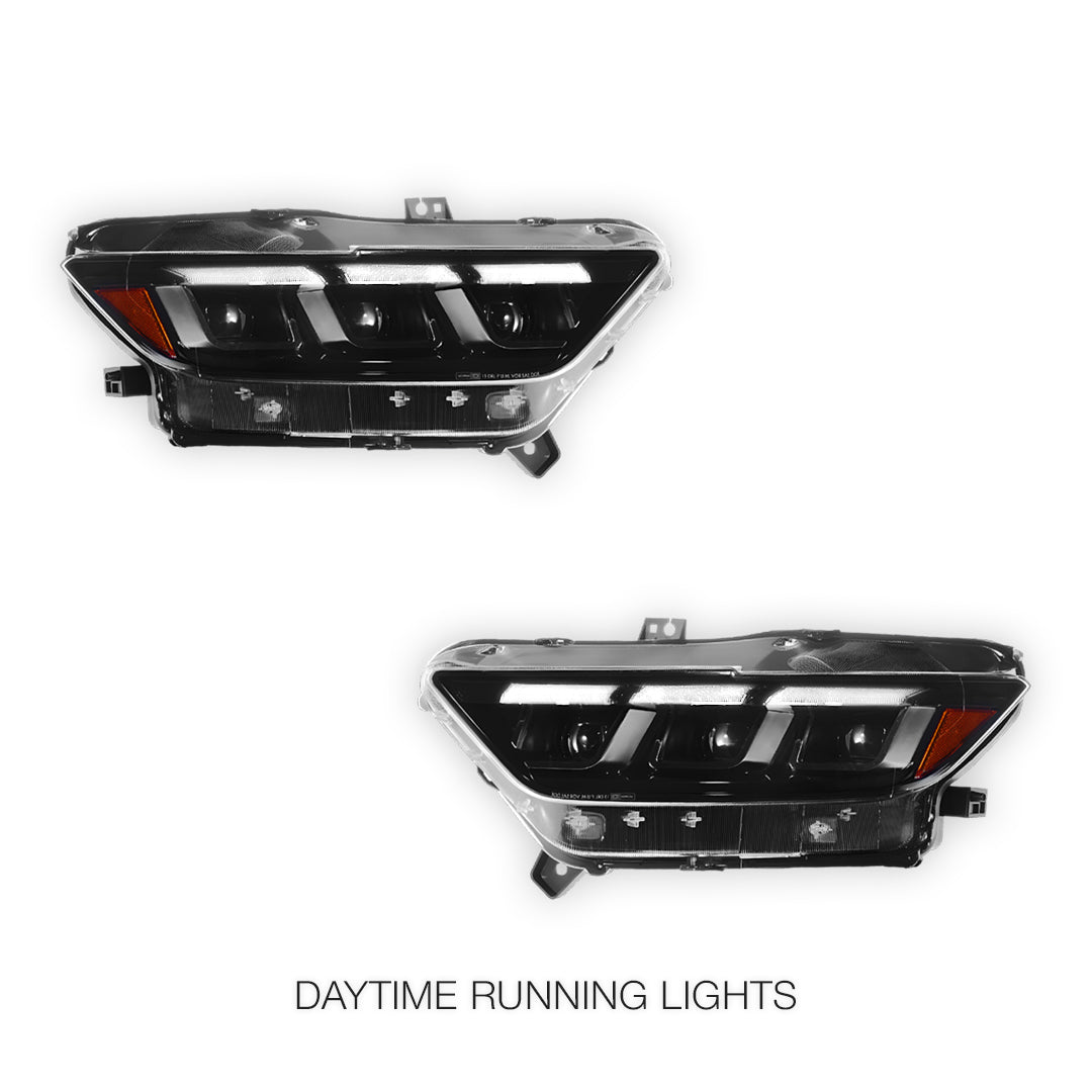Ford Mustang FM / FN (2015 - 2017) Sequential Tri-LED Dynamic Projector Headlights LH + RH