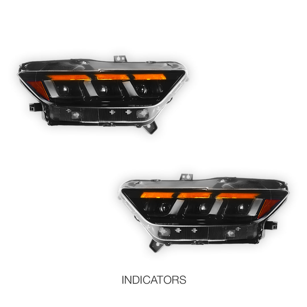 Ford Mustang FM / FN (2015 - 2017) Sequential Tri-LED Dynamic Projector Headlights LH + RH