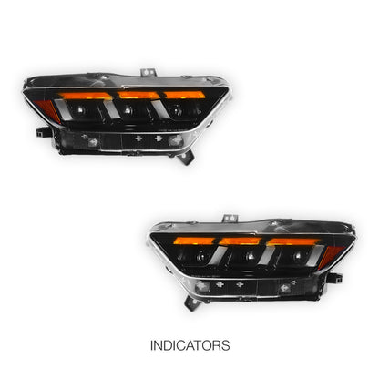 Ford Mustang FM / FN (2015 - 2017) Sequential Tri-LED Dynamic Projector Headlights LH + RH
