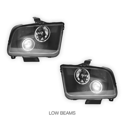Ford Mustang (2005 - 2009) Black CCFL Angel Eyes Projector Headlights LH + RH