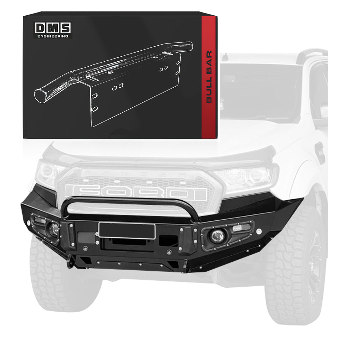 DMS Ford Ranger PK MK2 / MK3 (2015 - 2021) Single Hoop Steel Bull Bar + LED Lights ADR Compliant