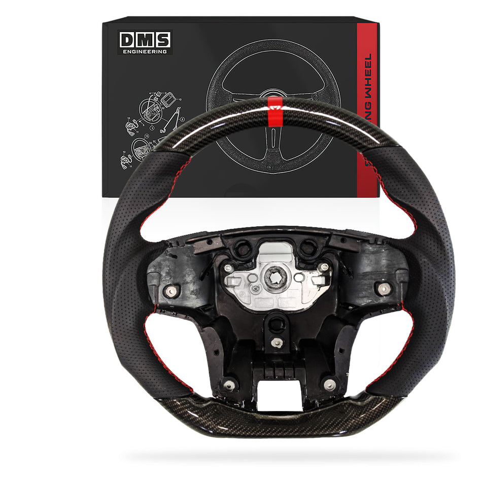 Ford Ranger PX MK2 (2015 - 2021) Carbon Fibre Leather Red Line Stitching Steering Wheel