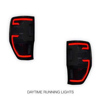 Ford Ranger Raptor PX T6 (2018 - 2021) Smoked 3D Stripe Bar Full LED Tail Lights LH + RH