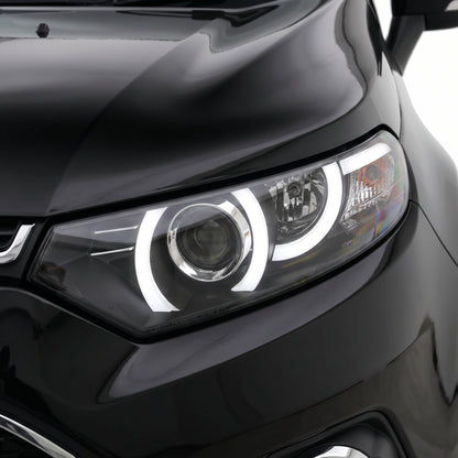 Ford Ecosport BK (2013 - 2016) Black 3D Stripe Bar LED DRL Projector Headlights LH + RH