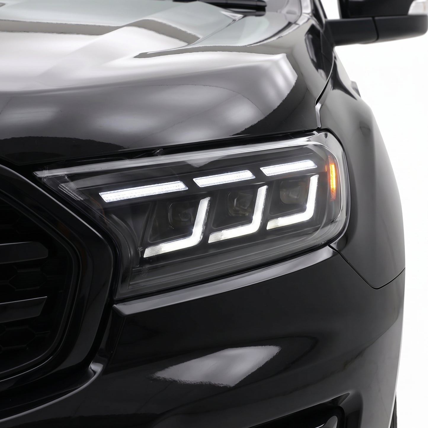 Ford Everest UA (2015 - 2022) Black Full LED Mustang Style Headlights LH + RH