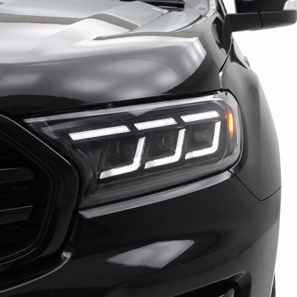 Ford Everest UA (2015 - 2022) Black Full LED Mustang Style Headlights LH + RH