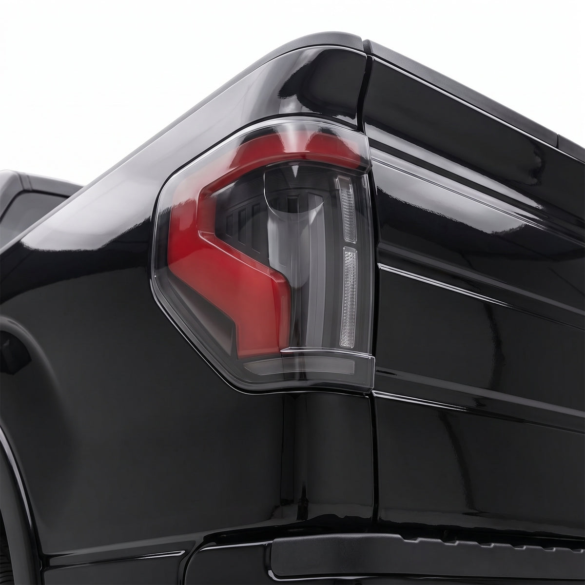 Ford F-150 (2009 - 2014) Smoked Sequential LED Tail Lights LH + RH installed close-up