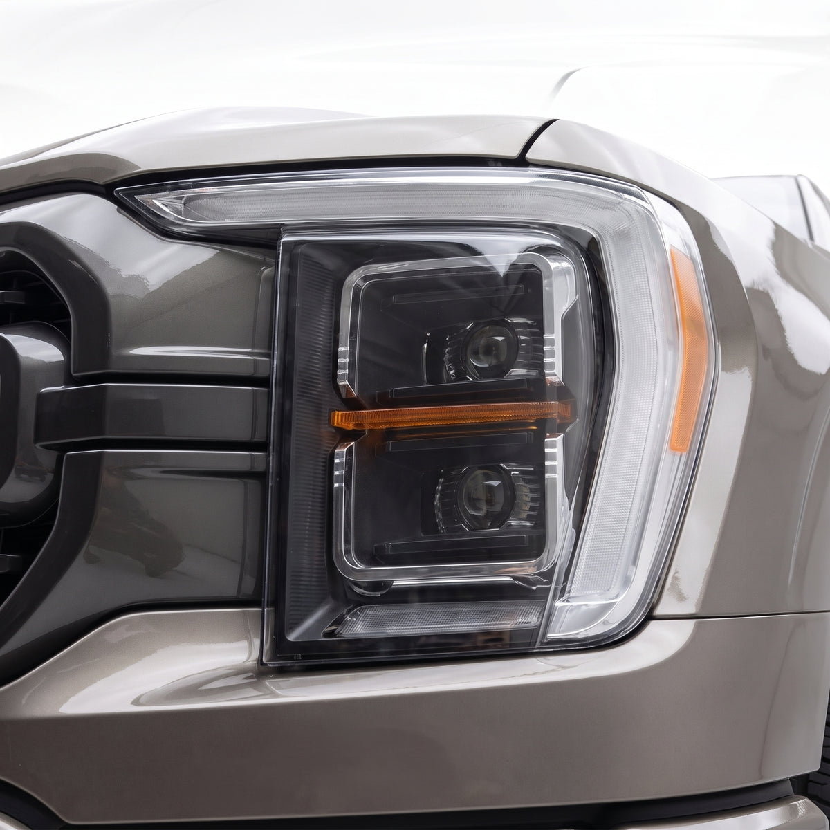 Ford F-150 (2021 - 2023) LED Projector Sequential Indicator Headlights LH + RH installed close-up
