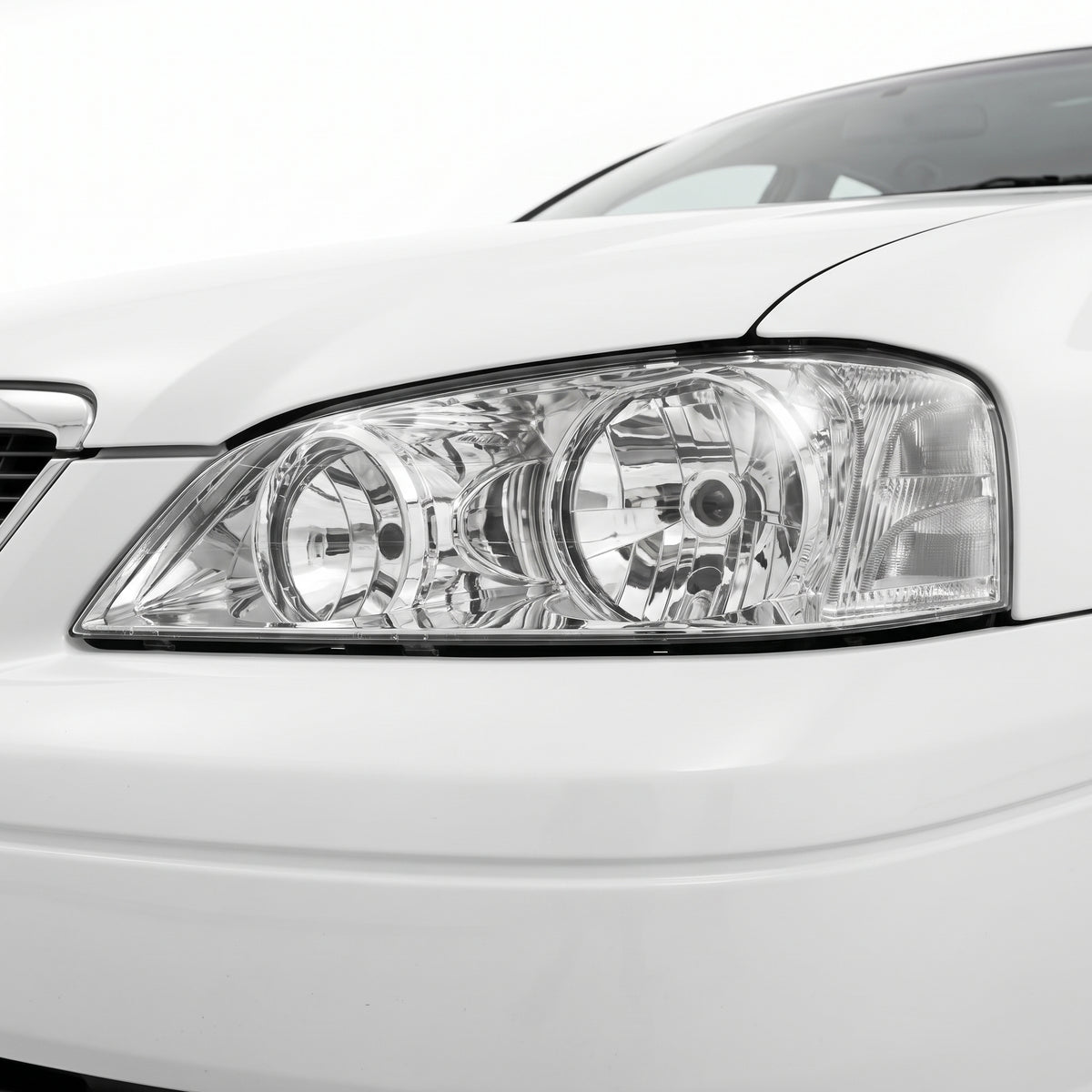 Ford Fairlane BA (2003 - 2005) OEM Style Headlights LH + RH installed close-up