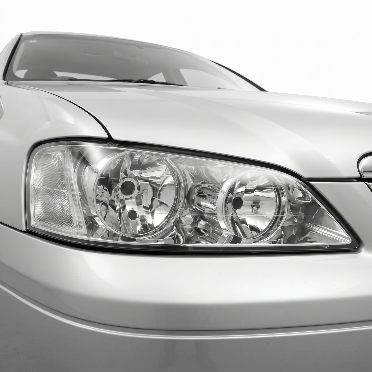 Ford Fairlane BF (2005 - 2007) OEM Style Headlights LH + RH installed close-up